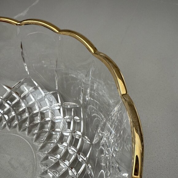 Royal Crystal Rock RCR 9" Opera Bowl 24% Italian Lead Crystal Glass Gold Trim - Picture 6 of 8
